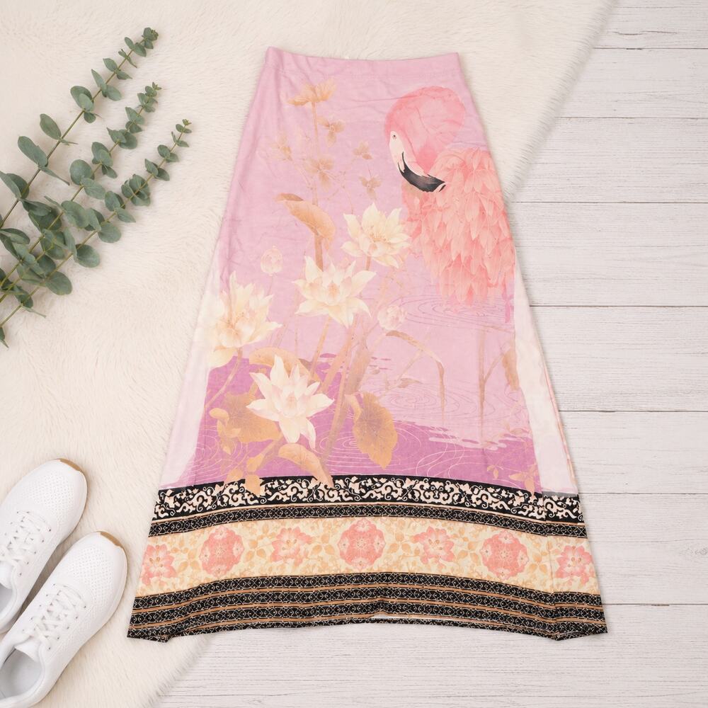 Spell & The Gypsy Collective Cherry Blossom High Slit Maxi Skirt Pink Boho Small